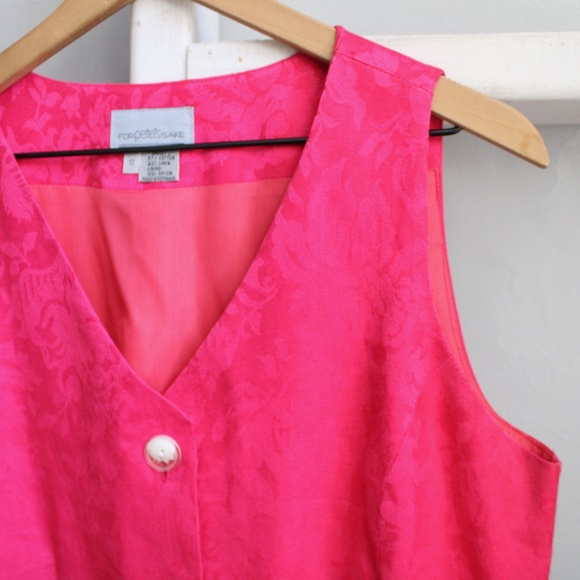 For Pete's Sake Vintage Sleeveless Floral Jacquard Pink Button Dress Size 12 - Picture 6 of 7
